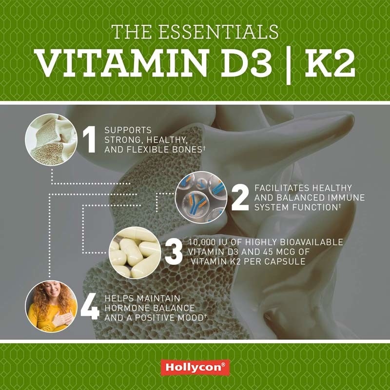 OEM  Vegan Immune Support Vitamin D3+K2 MK7 Dietary For Adults Vitamin D3 K2 Capsules