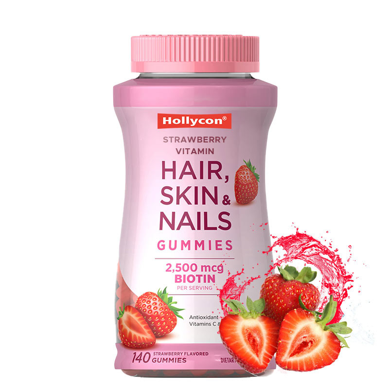 Hair Skin & Nails Vitamin Gummies with Biotin Supporting Immune Health Strawberry Flavor