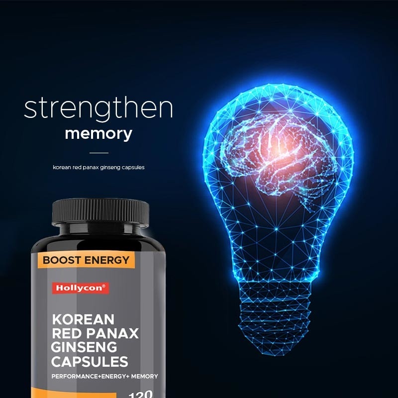 OEM Korean Red Panax Ginseng Capsules Ginkgo Biloba Boost Energy Focus Memory for Men and Women
