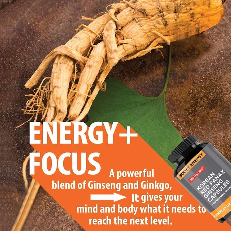 OEM Korean Red Panax Ginseng Capsules Ginkgo Biloba Boost Energy Focus Memory for Men and Women