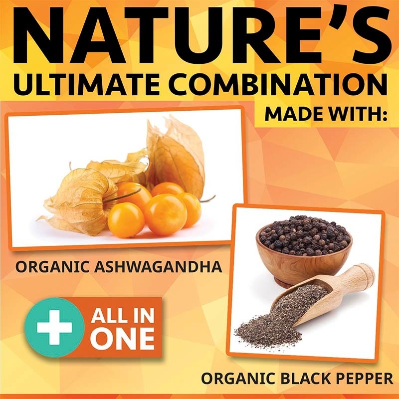 Organic Ashwagandha Capsules with Black Pepper Help Stress Relief Fall Sleep Anti Fatigue