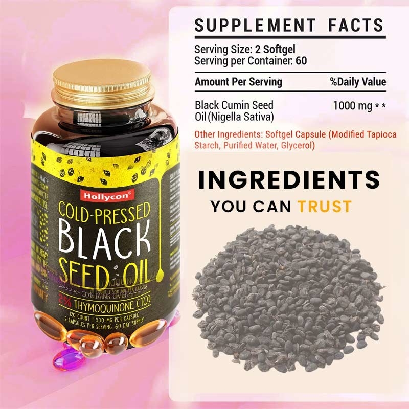 Black Seed Oil Softgels 1000mg Black Cumin Seed Oil For Immune Support
