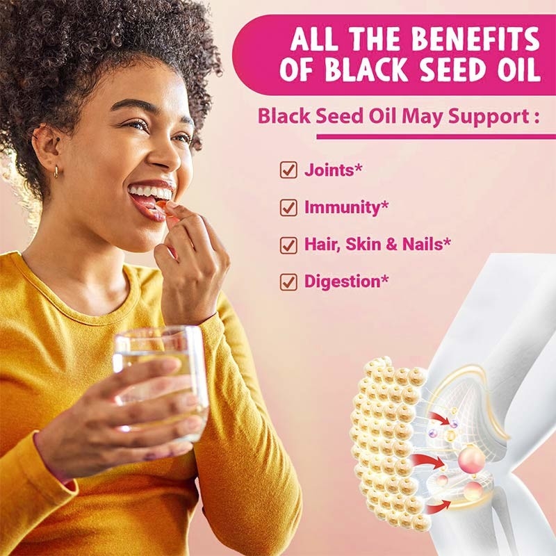 Black Seed Oil Softgels 1000mg Black Cumin Seed Oil For Immune Support
