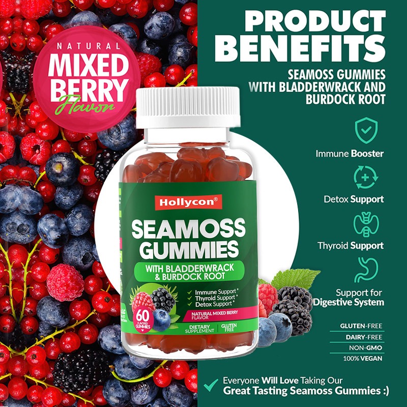 Irish Sea Moss Gummies 1000mg Bladderwrack Sea Moss Gummirs For Support Digestive