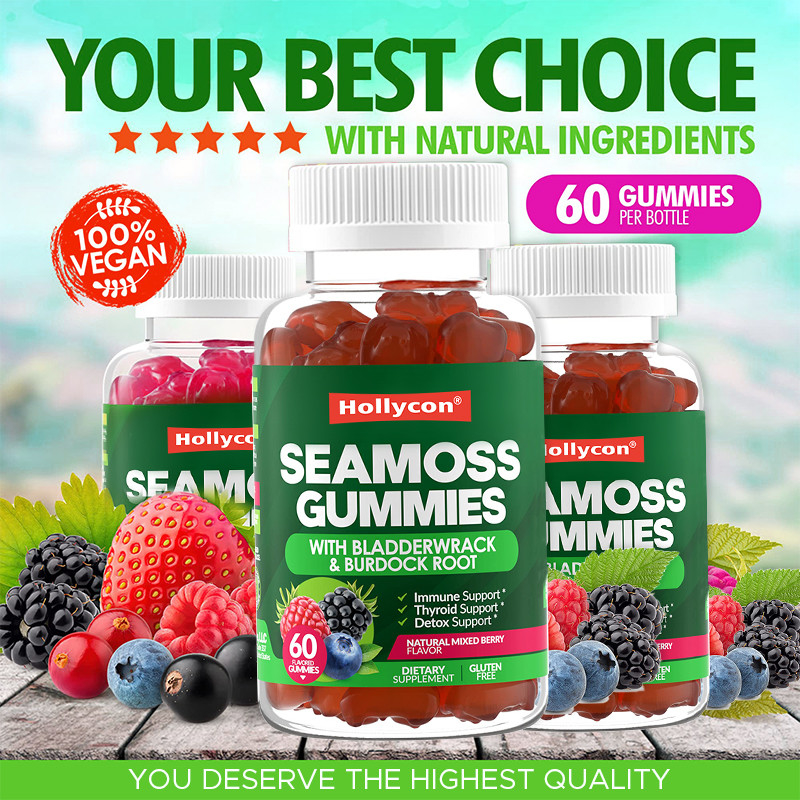 Irish Sea Moss Gummies 1000mg Bladderwrack Sea Moss Gummirs For Support Digestive