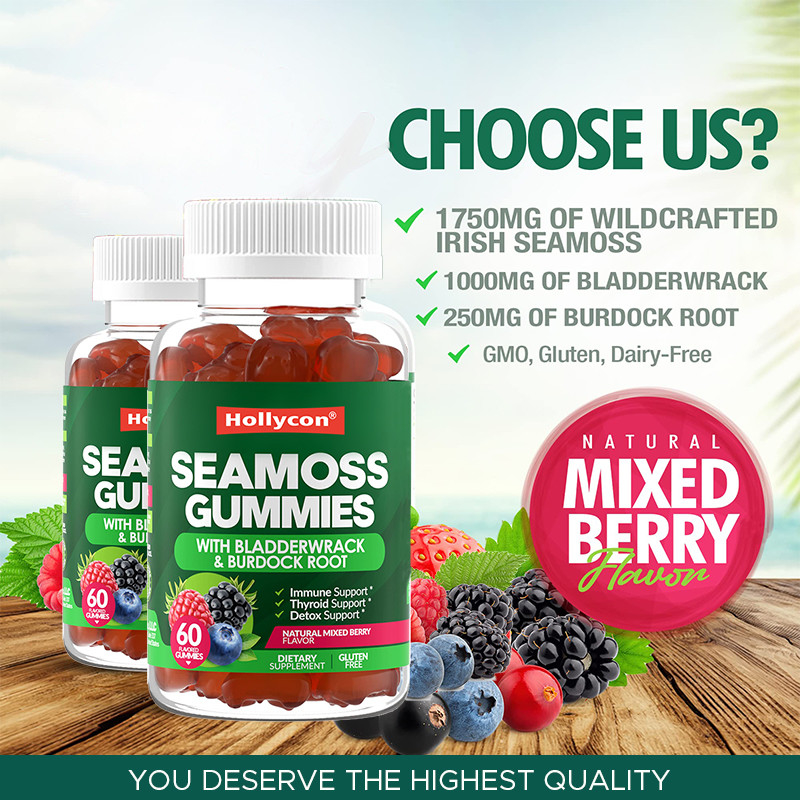 Irish Sea Moss Gummies 1000mg Bladderwrack Sea Moss Gummirs For Support Digestive
