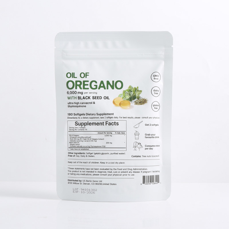 Organic Oregano Oil Softgels 6000mg Oil of Oregano Softgels For Immune Support