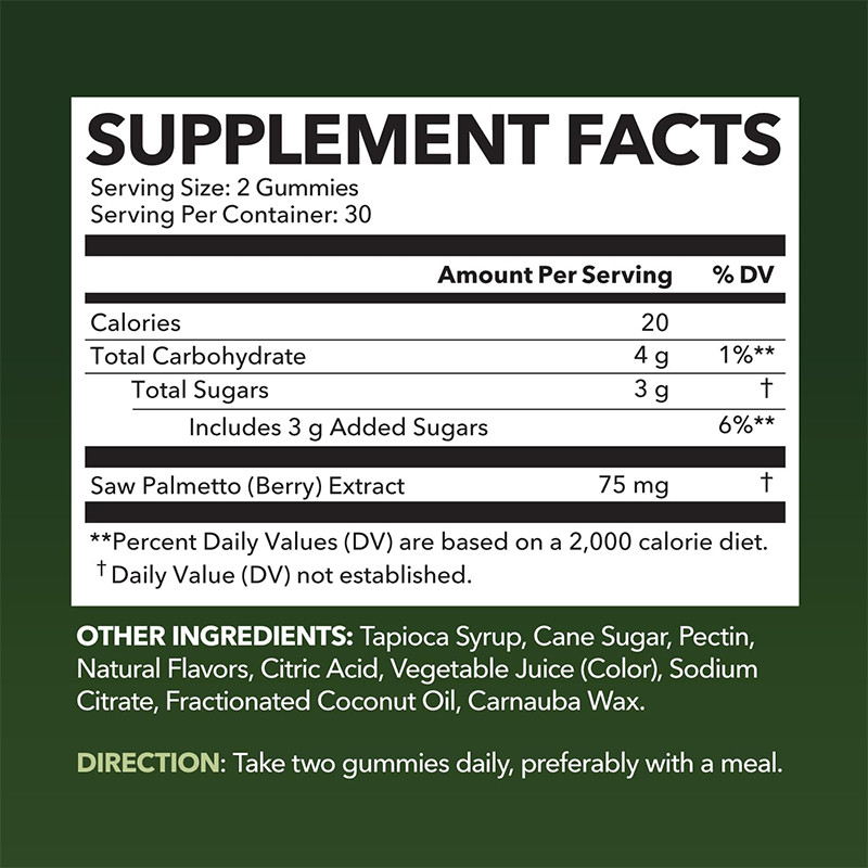Saw Palmetto Gummies For Scalp Health 75mg Saw Palmetto Extract For Hair Support