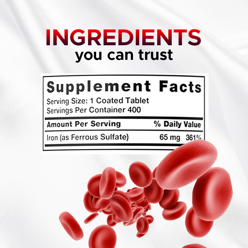 OEM Iron Tablets Iron Ferrous Sulfate 365mg For Red Blood Cell Production