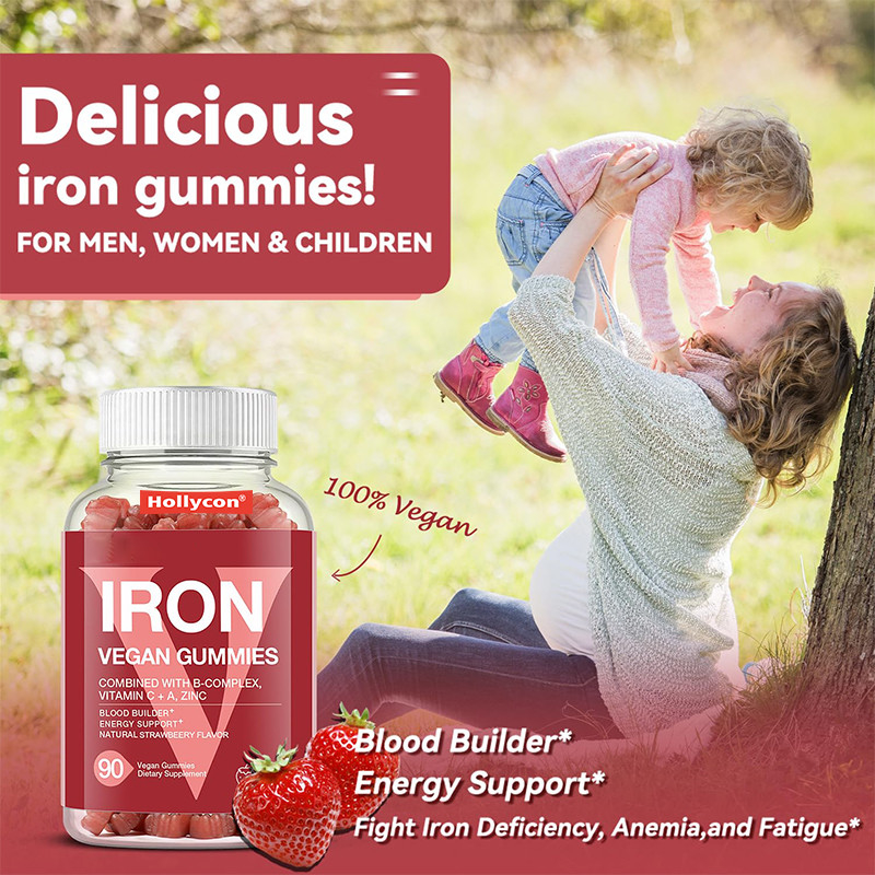 Iron Vegan Gummies For Adult 60mcg Folic Acid Iron Gummies For Energy Support