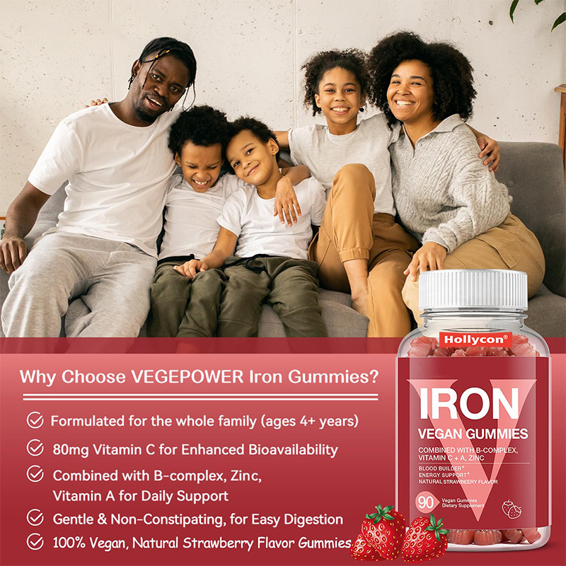 Iron Vegan Gummies For Adult 60mcg Folic Acid Iron Gummies For Energy Support