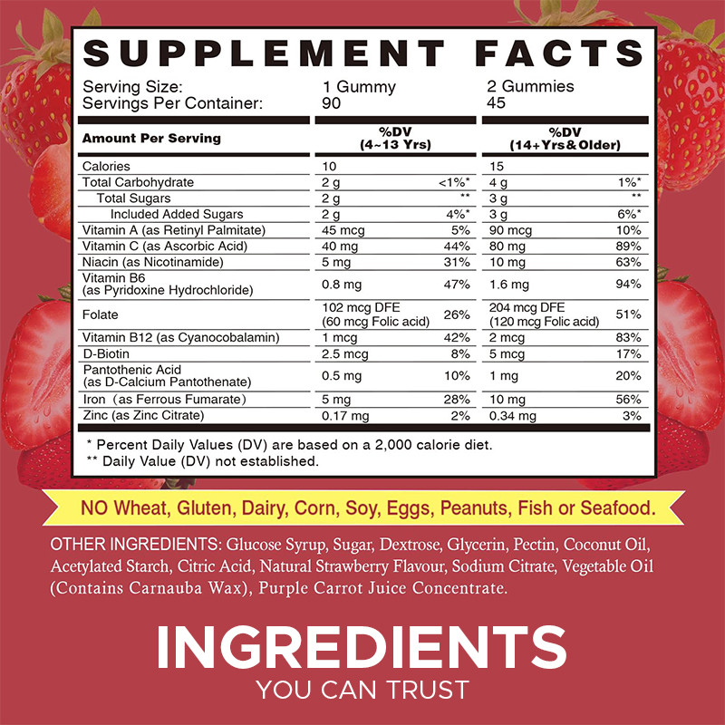 Iron Gummies For Men and Women Iron Vegan Gummies For Red Cell Producte