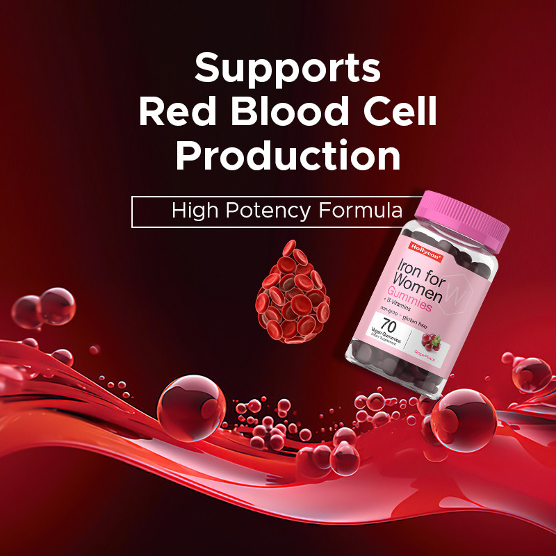 Iron Gummies For Women 250mcg Folic Acid 18mg Iron For Red Blood Cell Production