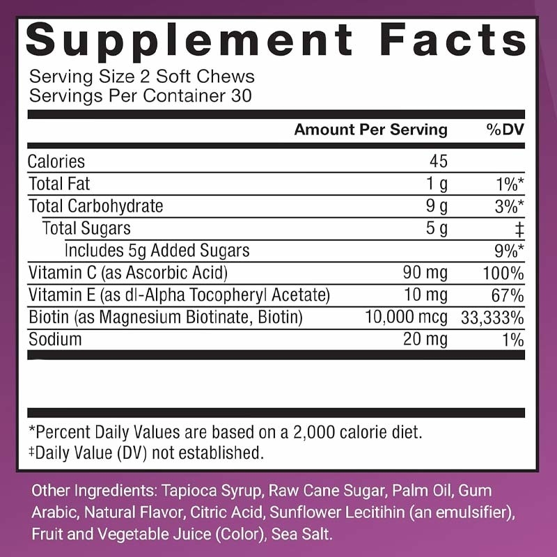 Hair Growth Accelerator Soft Chews Gummies Hair Growth Gummies For Strength Hair