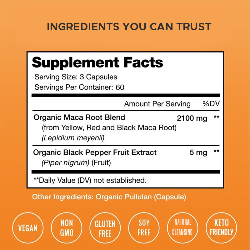 Maca Root Capsules For Men 2100mg Organic Maca Root Blend For Mood Support
