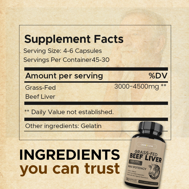 Grass Fed Desiccated Beef Liver Capsules For Men And Women Beef Liver Capsules