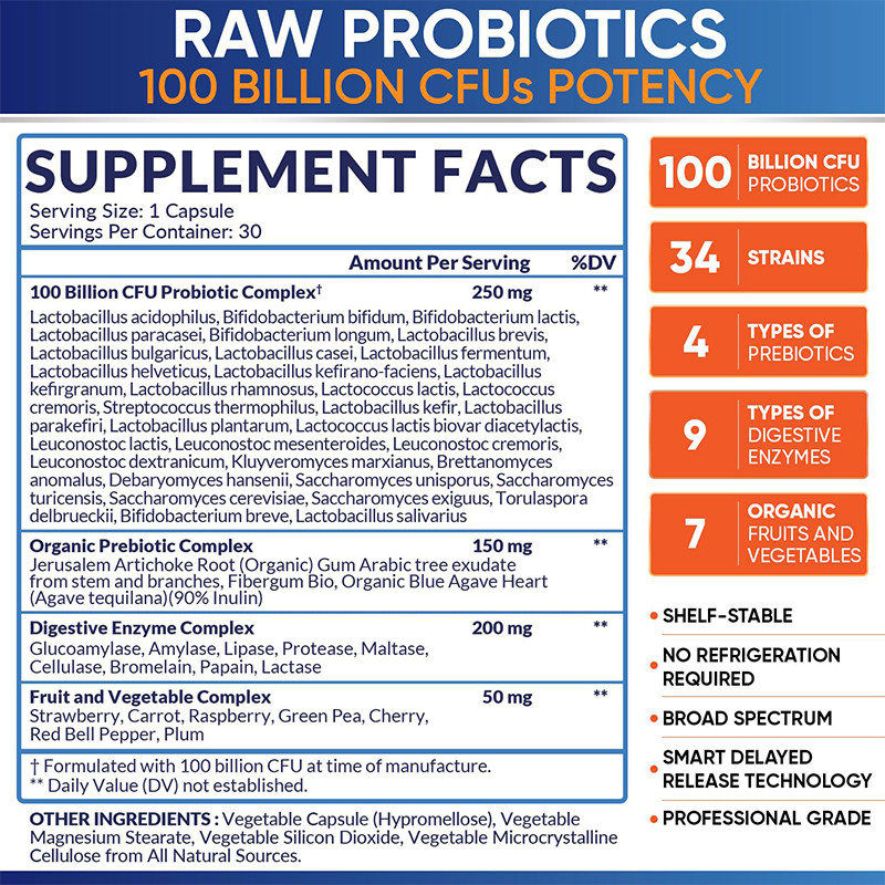 Organic Probiotics Hard Capsules For Strengthen Immune System Organic Prebiotic Complex