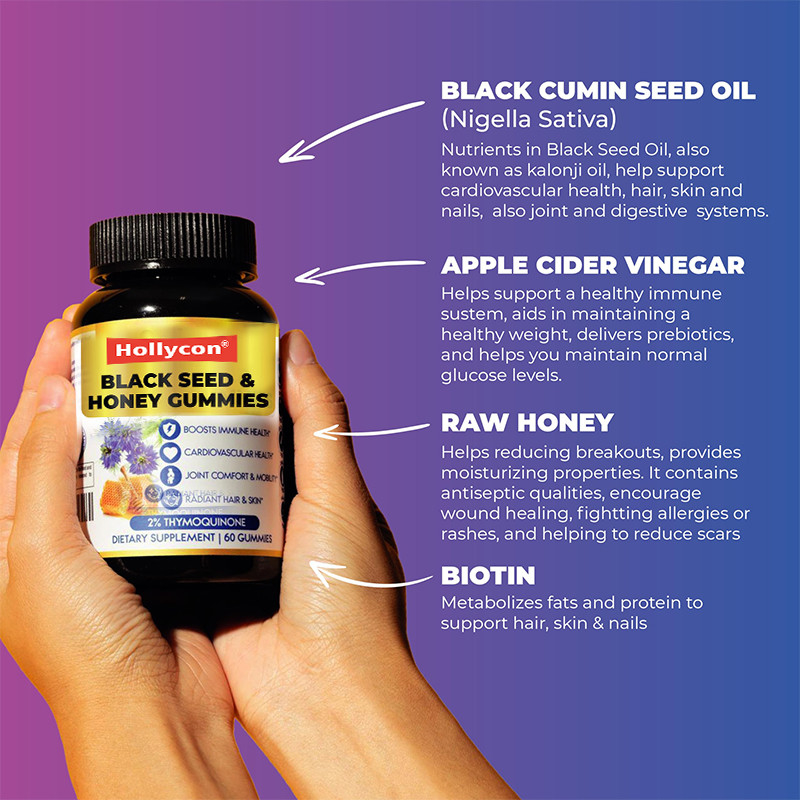 Black Seed Oil And Honey Gummies 200mg Black Seed Oil Extract For Immune Support