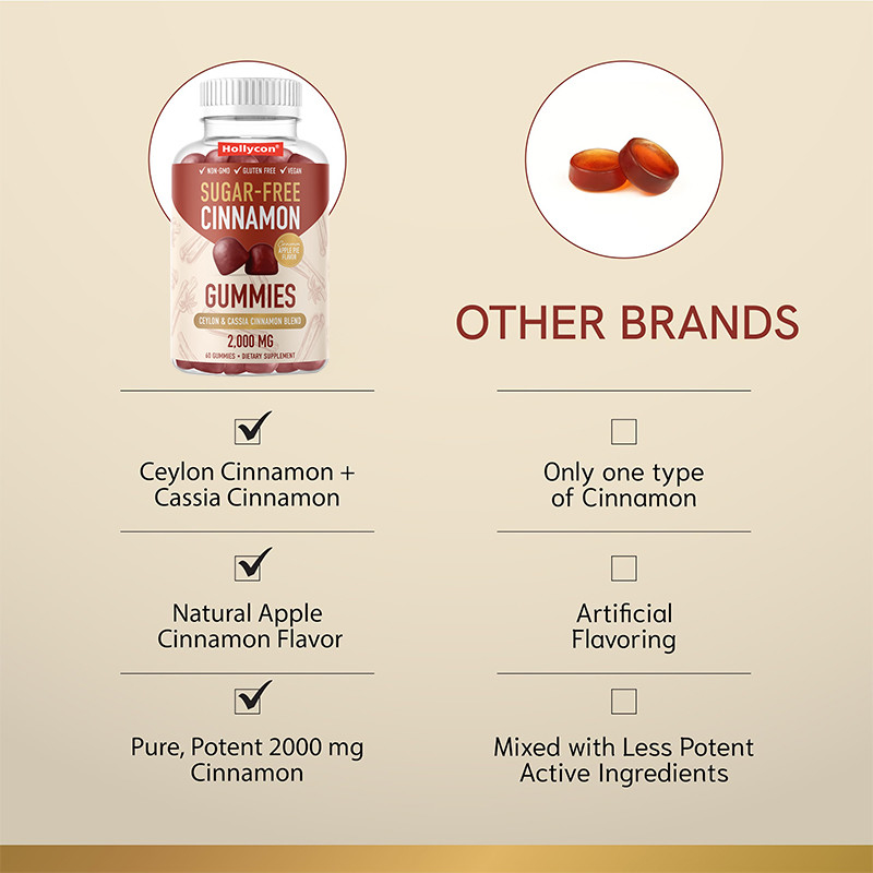Sugar-Free Cinnamon Gummies 1000mg Ceylon Cinnamon Extarct Gummies For  Immune Support