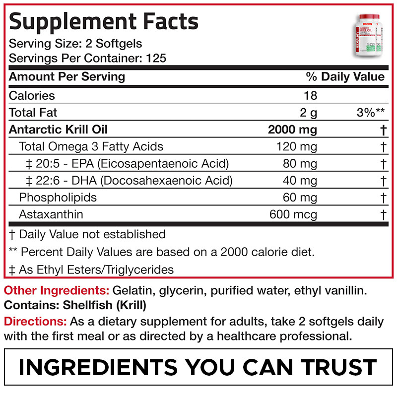Antarctic Krill Oil For Support Overall Health 2000mg Antarctic Krill Oil Softgels