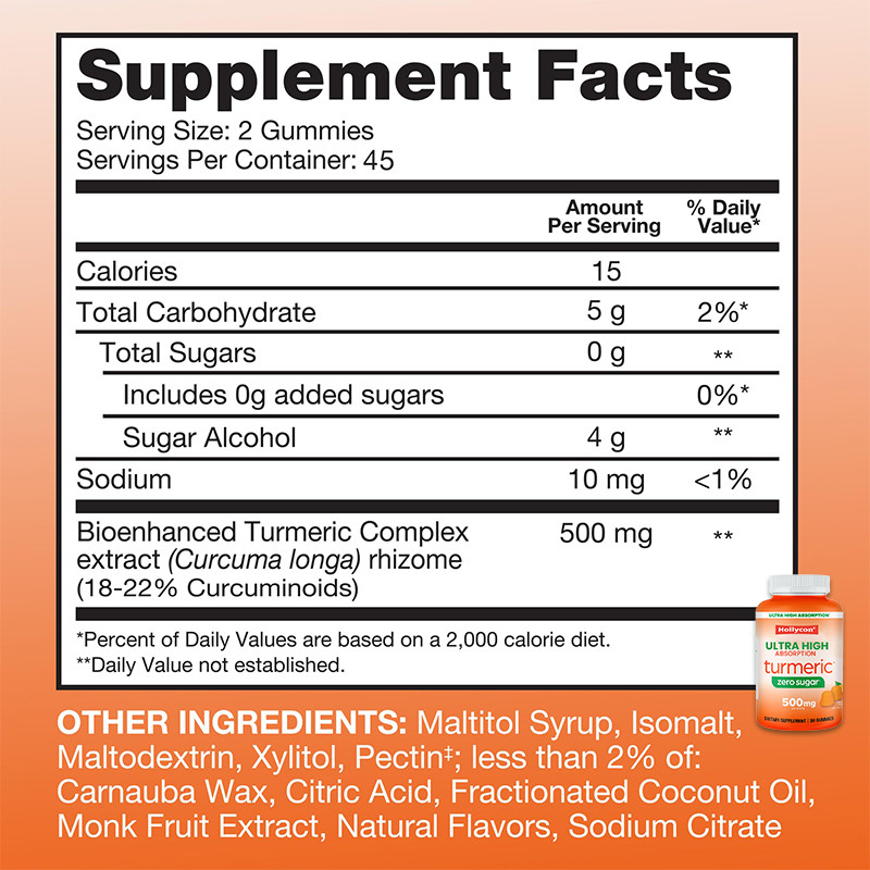 OEM Zero Sugar Turmeric Gummies For Bone Support Turmeric Complex Extract Gummies