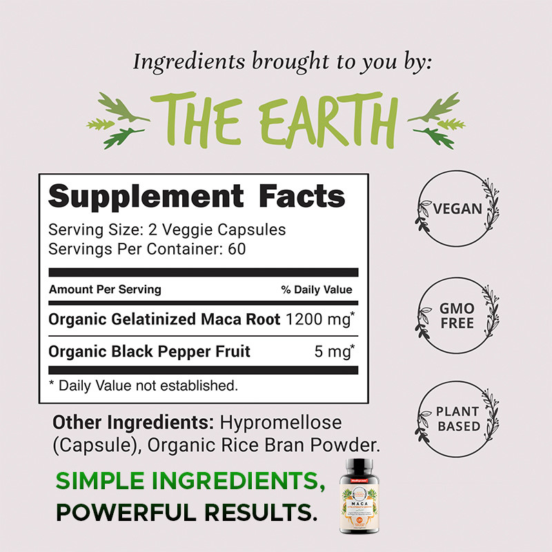 OEM Maca Root Powder Capsules For Hormonal Balance 1500mg Maca Root Capsules