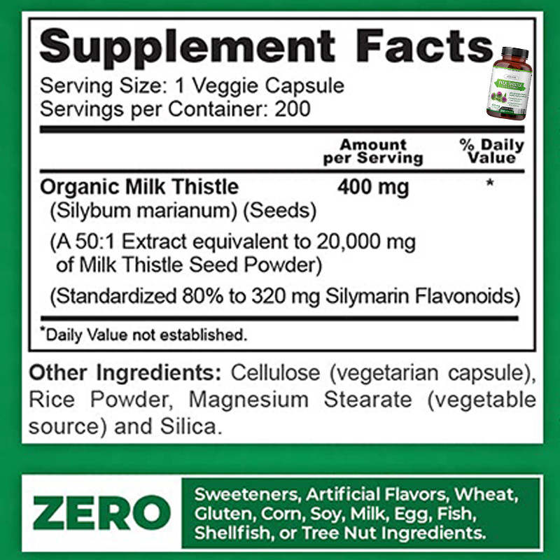 Milk Thistle Capsules For Supports Healthy Liver Function Organic Milk Thistle Capsules