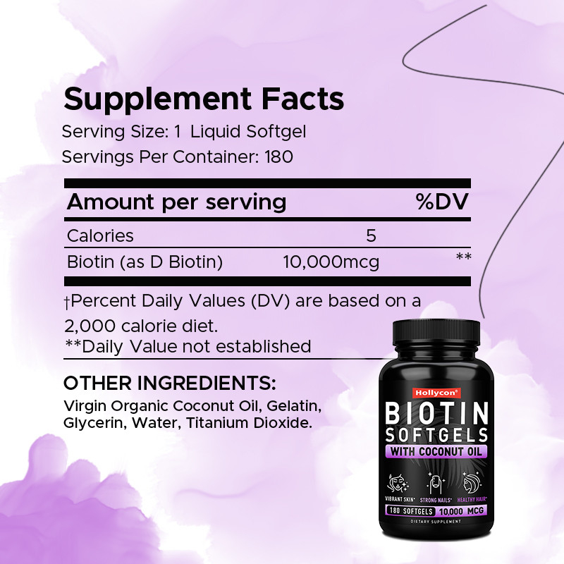 OEM Biotin Softgels For Strong Nails Biotin With Coconut Oil For Hair Biotin Softgels
