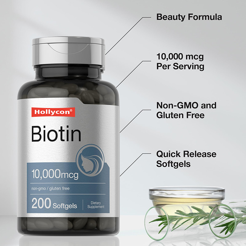 Biotin Supplement For Hair Health 10,000mcg Biotin Softgels For Health Hair And Nails
