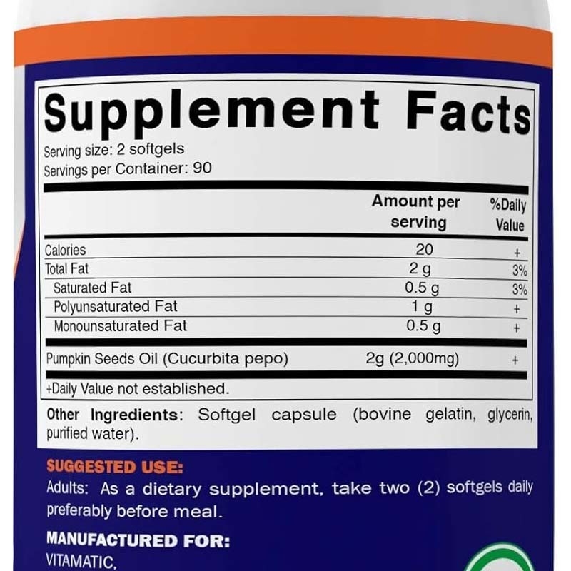 OEM  Pumpkin Seed Oil Softgels For Promote Scalp Health 2000 mg Pumpkin Seed Oil