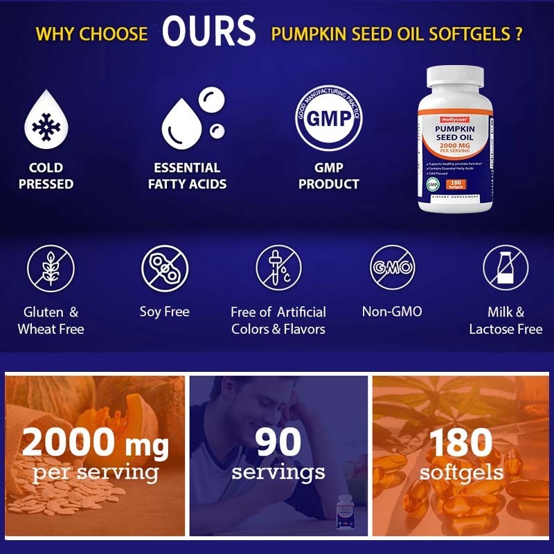 OEM  Pumpkin Seed Oil Softgels For Promote Scalp Health 2000 mg Pumpkin Seed Oil