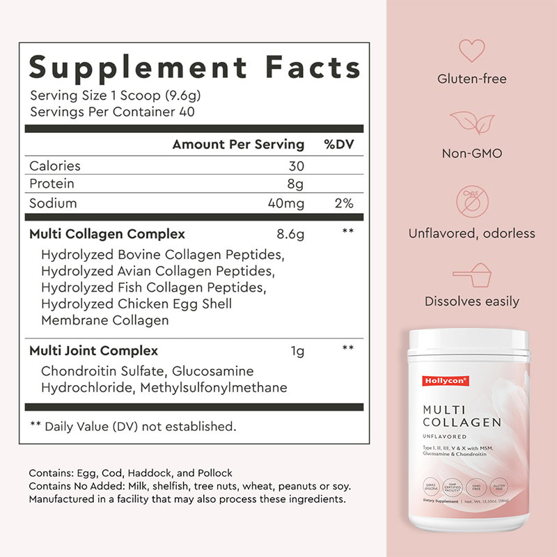 OEM Multi Collagen Powder For Hair Support Hydrolyzed Collagen Peptides Protein Powder
