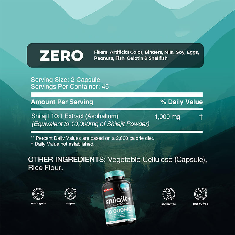 OEM Pure Himalayan Shilajit 10000mg Organic Shilajit Capsules For Immune Support