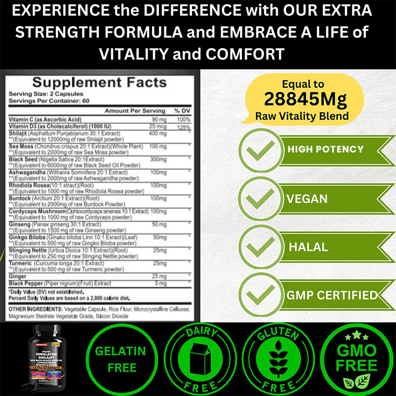 OEM Organic Pure Himalayan Shilajit Capsules For Immune Support Shilajit Capsules
