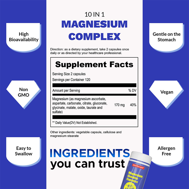 Magnesium Supplement For Calm Support Magnesium Complex Capsules For Bone Support