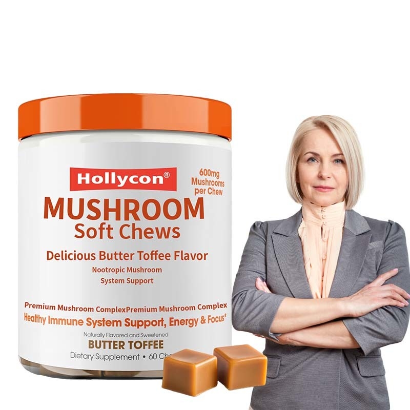 Factory Plant Cordyceps Nootropic Mushroom Support Energy Focus Brain Health Immunity Ganoderma Lucidum Mushroom Soft Chews