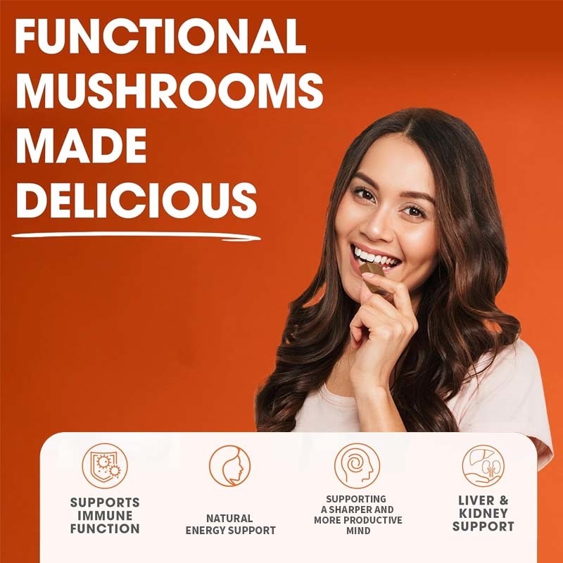 Factory Plant Cordyceps Nootropic Mushroom Support Energy Focus Brain Health Immunity Ganoderma Lucidum Mushroom Soft Chews