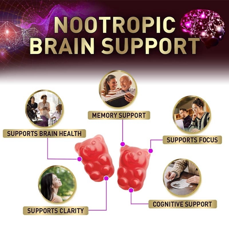 OEM Brain Supplements For Memory And Focus Nootropic Memory Supplement Gummy For Brain Health Concentration Mental & Cognitive