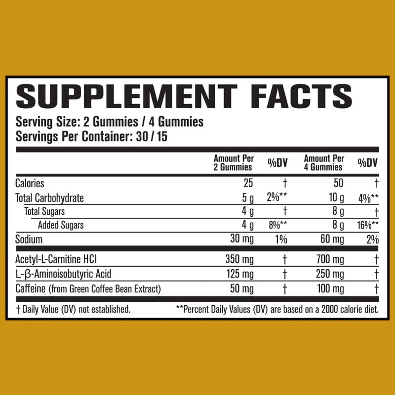 OEM Thermogenic Fat Burner & Appetite Suppressant Gummies with Acetyl-L-Carnitine HCL, MitoBurn, Weight Loss Gummies