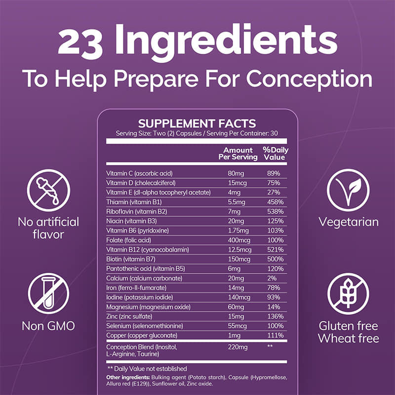 Conception Vitamin Complex Capsules For Healthy Reproductive System Uterine Health Women's Fertility Supplement