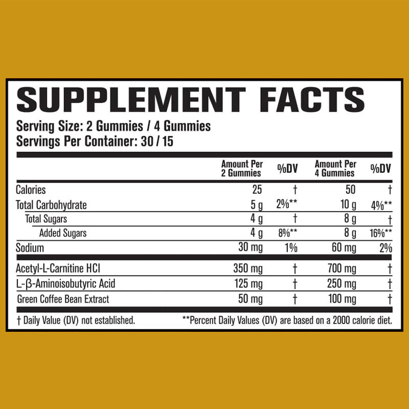OEM Thermogenic Fat Burner & Appetite Suppressant Gummies with Acetyl-L-Carnitine HCL, MitoBurn, Weight Loss Gummies