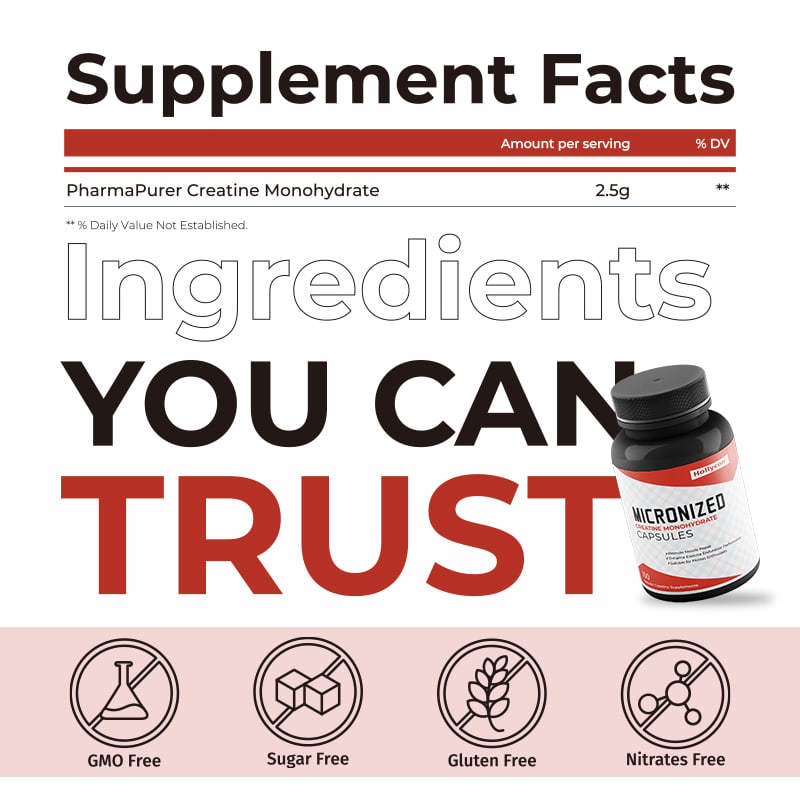 Micronized Creatine Monohydrate Capsules OEM Factory Muscle Energy Capsules for Adult Promote Muscle Repair 