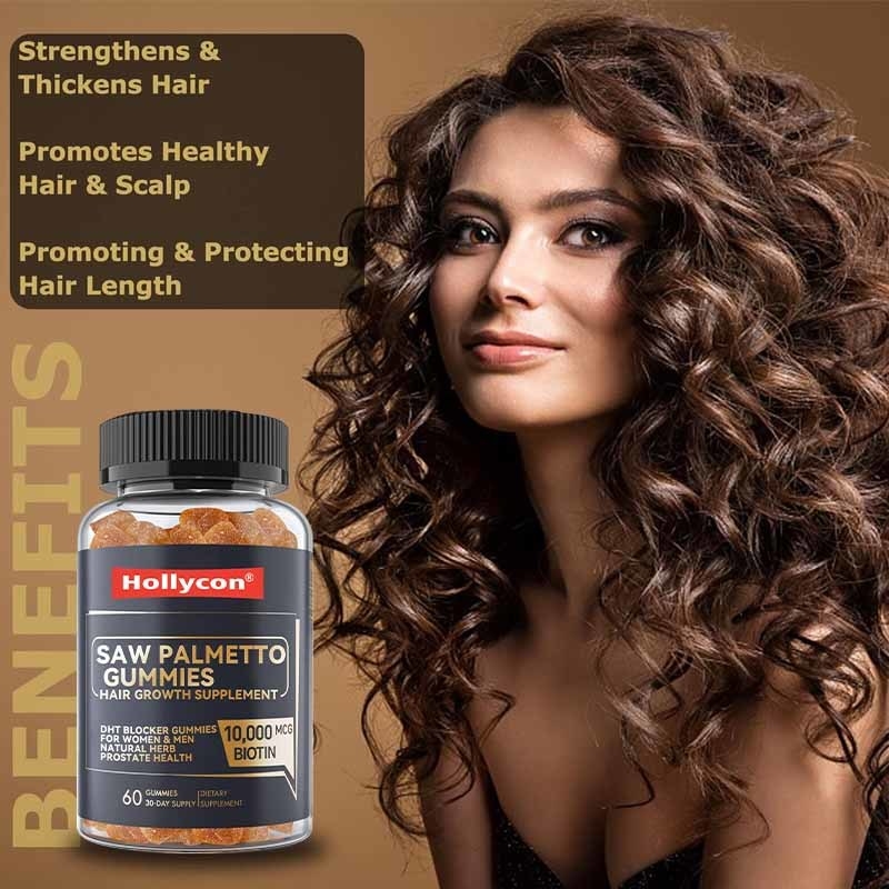 Factory Hair Growth Supplement for Women & Men DHT Blocker Gummies Support Hormonal Balance  Prostate Health Saw Palmetto Gummies