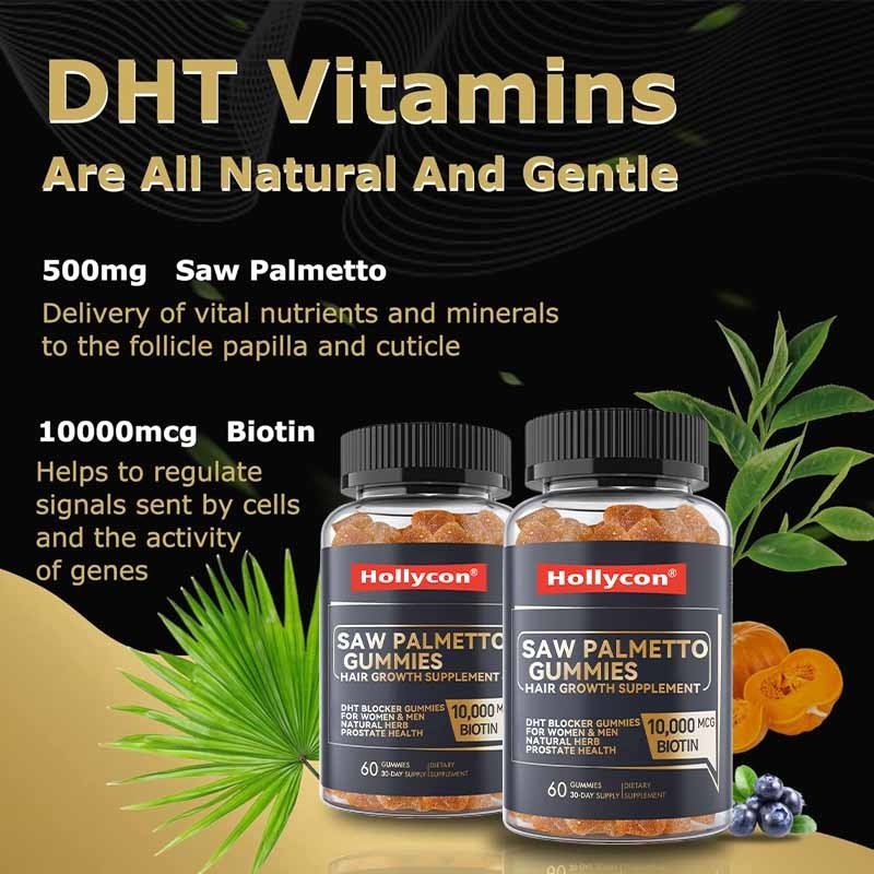 Factory Hair Growth Supplement for Women & Men DHT Blocker Gummies Support Hormonal Balance  Prostate Health Saw Palmetto Gummies