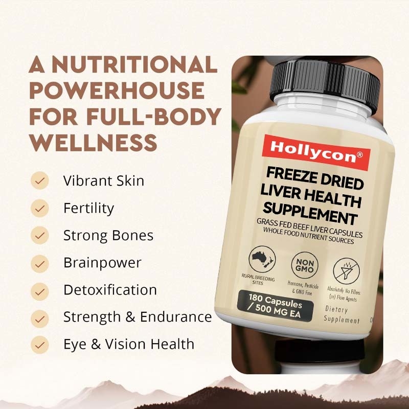 OEM Freeze Dried Liver Health Supplement Metabolic Health Full-Body Wellness Immune Joint Support Grass Fed Beef Liver Capsules