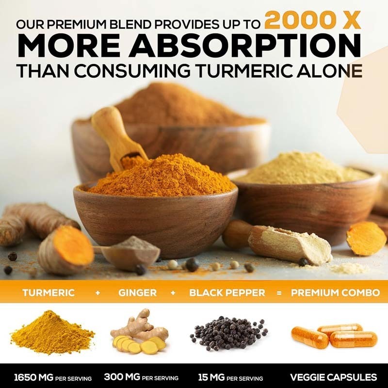OEM Turmeric Curcumin Supplement with Organic Turmeric & Ginger Black Pepper for Best Absorption Joint Support Curcumin Capsule