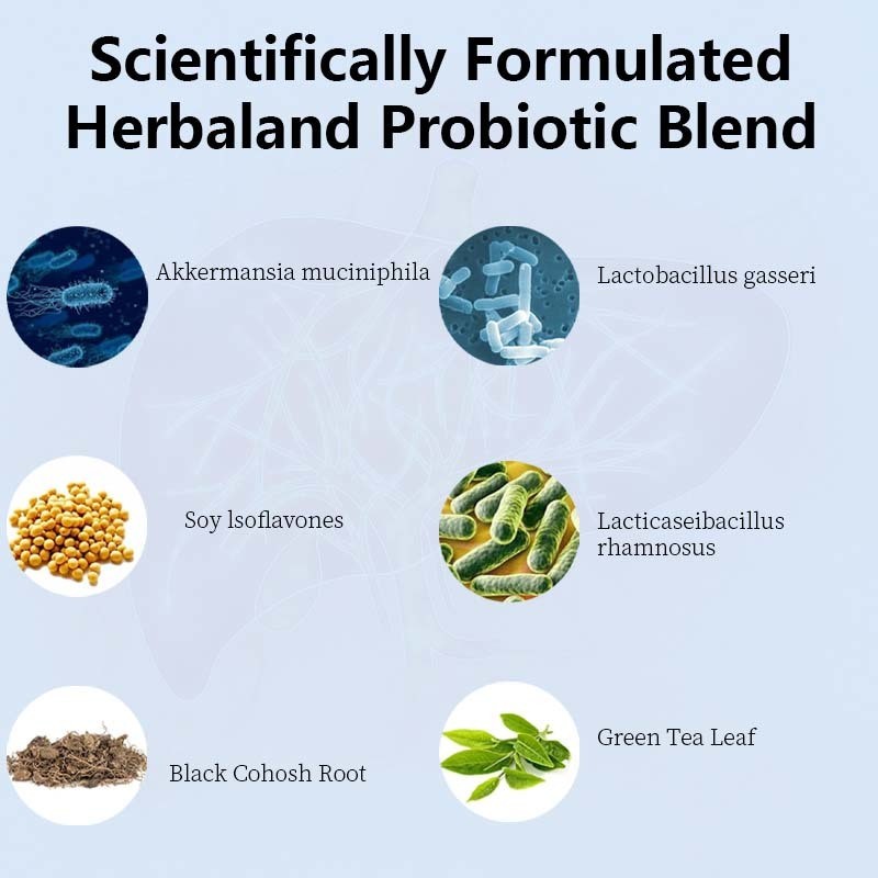 OEM / ODM Factory Made Menopause Probiotic Supplements for Women - 60 Billion CFU Akkermansia Probiotics for Hormone Balance, Night Sweats, Hot Flashes Relief, Gut Health, custom Formula