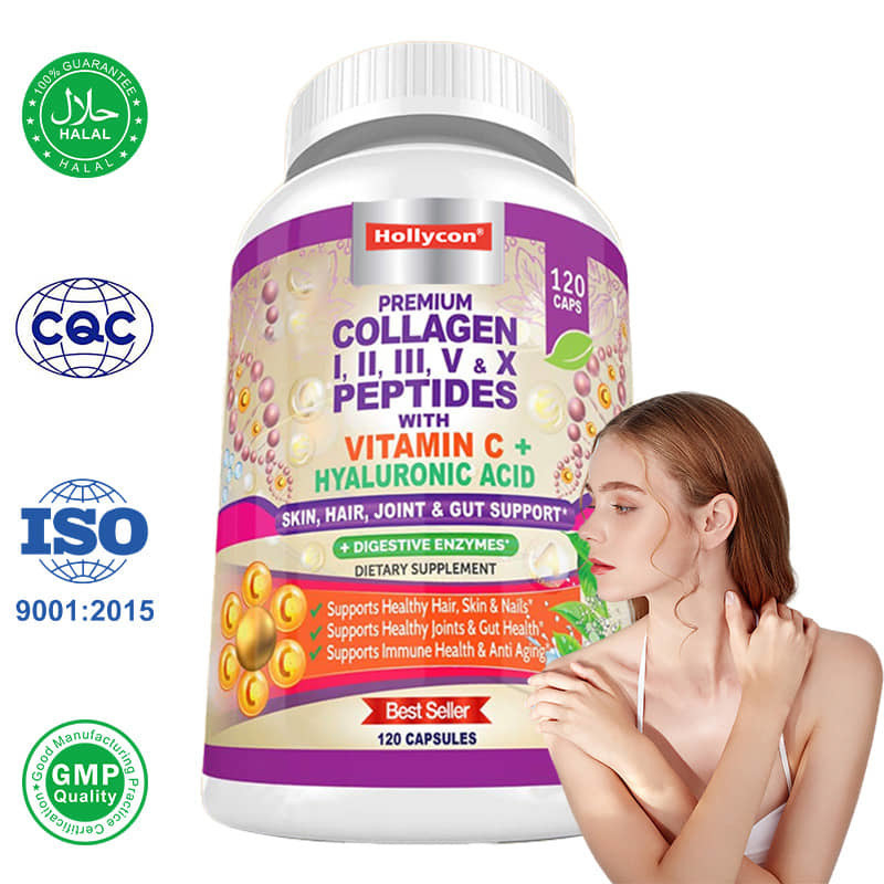 7 Days Multi Collagen Pills Type I II III V X Peptides Vitamin C Hyaluronic Acid Turmeric Collagen