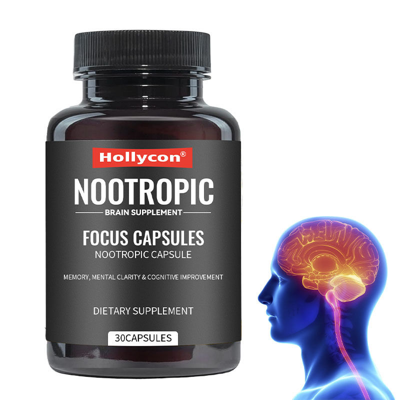 OEM Focus Capsules with L-Theanine Vitamin B6 Memory Mental Clarity & Cognitive Improvement Nootropic Brain Supplement