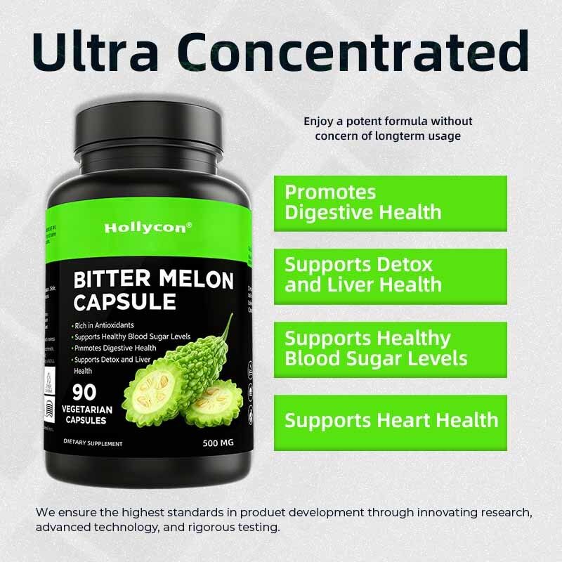 Bitter Melon 500 mg | 90 Vegetarian Capsules Gluten-Free, Non-GMO Supplement Bitter Melon Extract, Natural Glucose Metabolism, Momordica Charantia Capsule Private Label, OEM Available, Factory Price